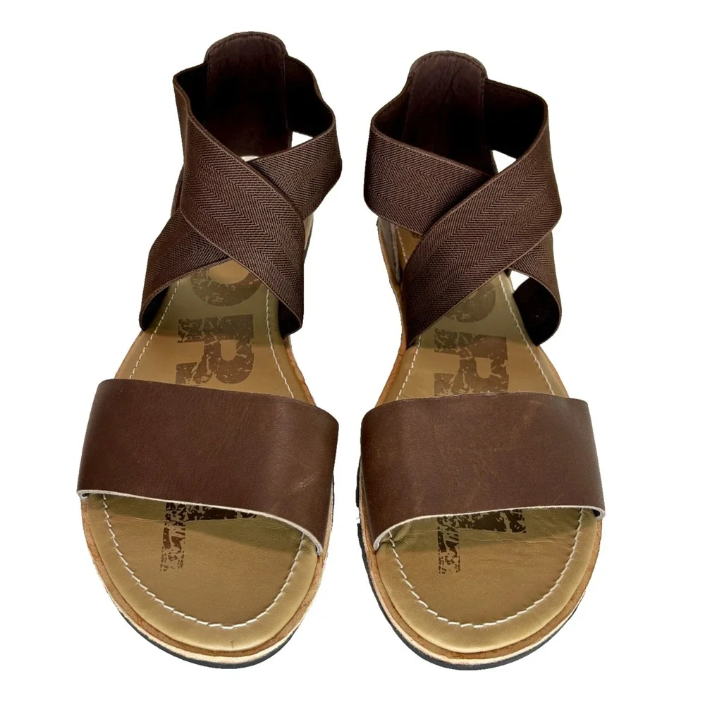 Sorel Women's‎ Ella NL3914-224 Camel Brown Jute Leather Strappy Sandals EUC 9.5